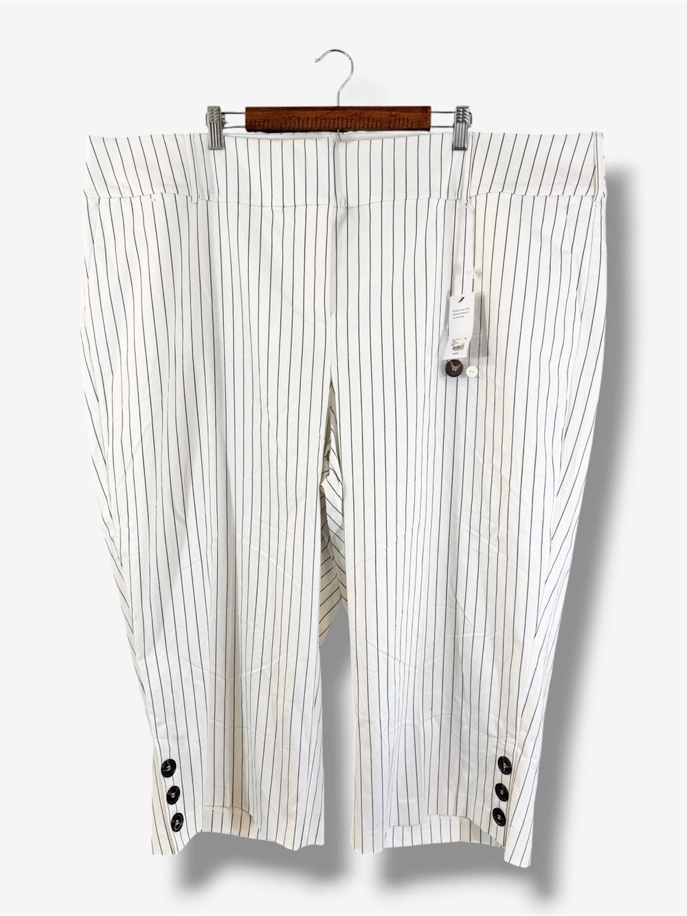 Lane Bryant Laney Wide Leg Crop Pants Size 28 White Black Pinstripe High Waist